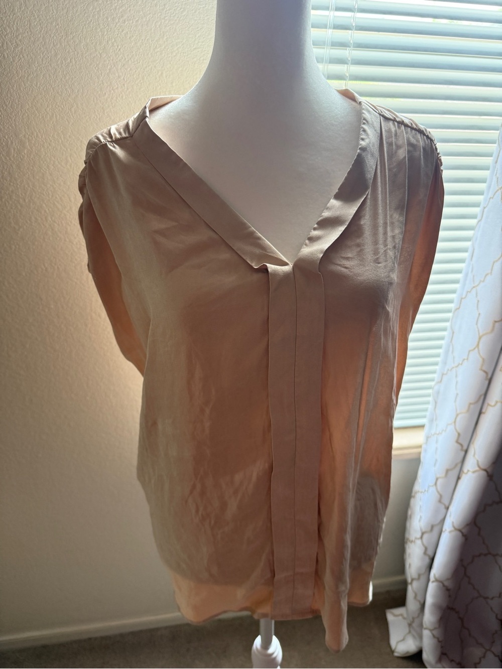 Anna Neutral Taupe V-Neck Sleeveless Blouse